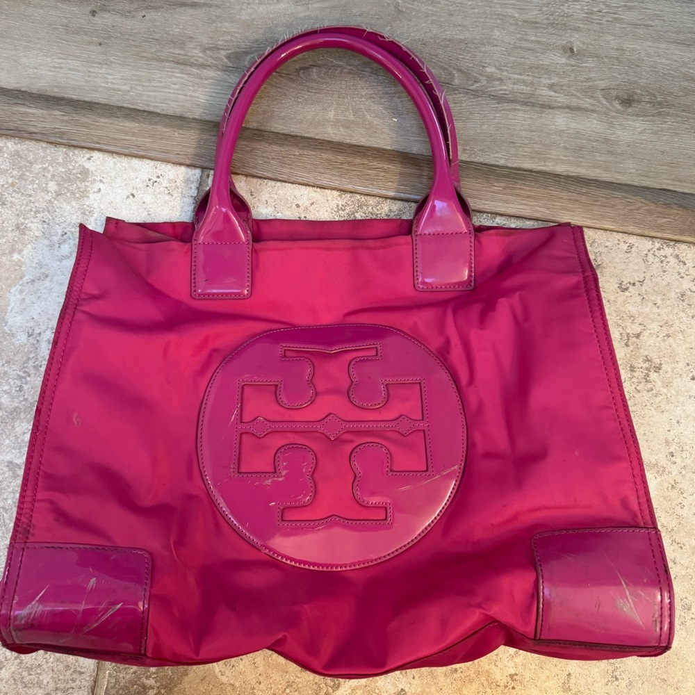 Tory Burch Ella tote in Hot pink patent
